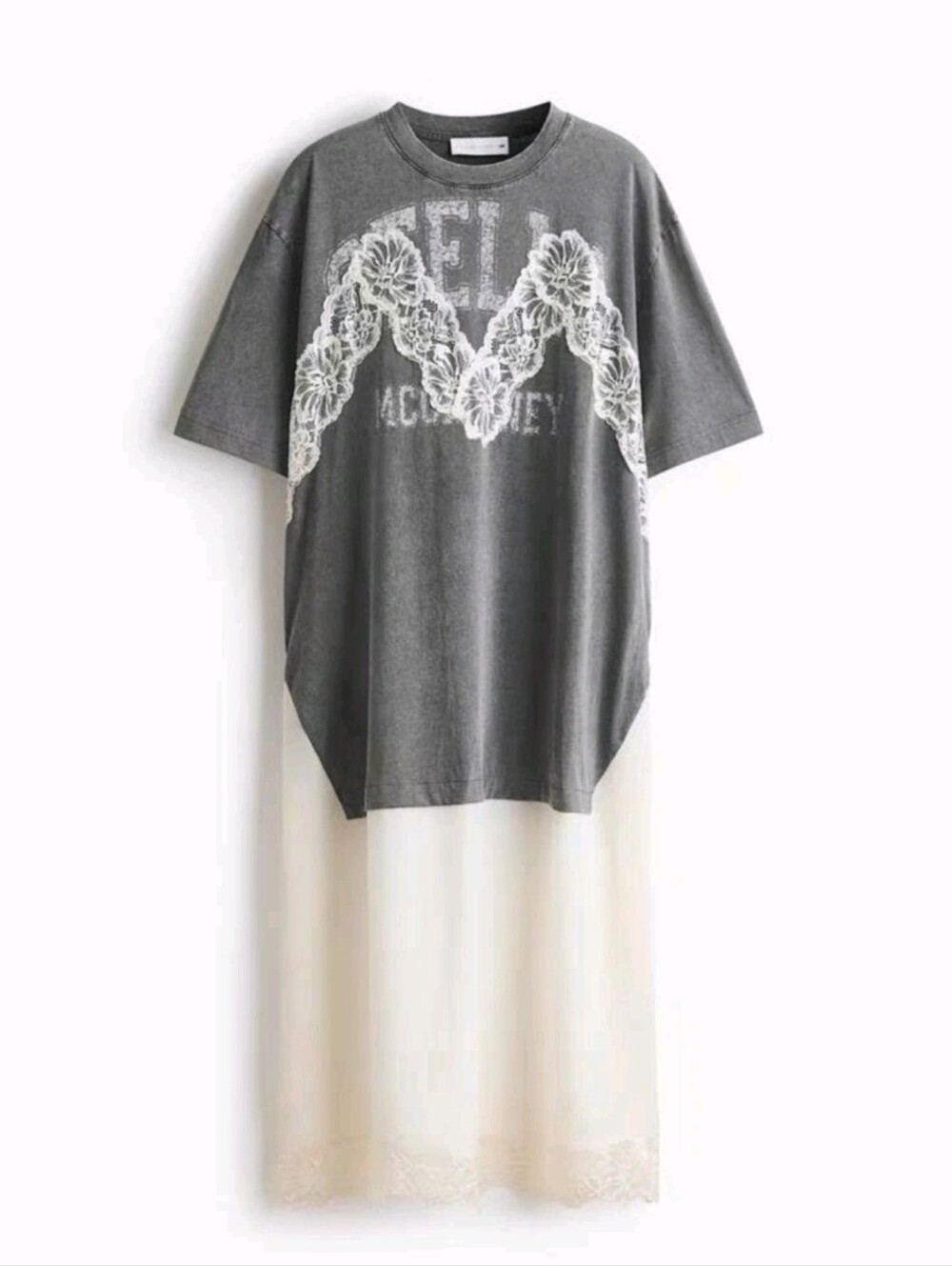Sz S Stella McCartney Gray Tee & Cream Slip Layered Dress H&M collab
